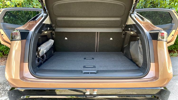 While the interior is airy, the cargo space has to take a back seat.  But the Ariya sees itself more as a lifestyler than a hardware store carriage.