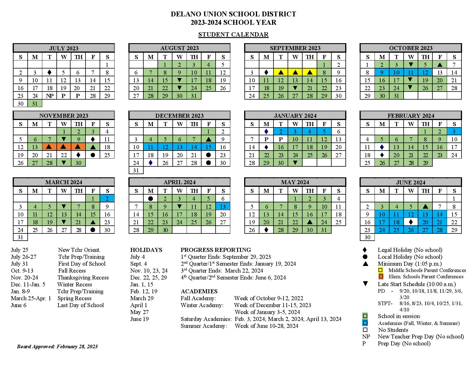 DUSD Student Calendar 20232024