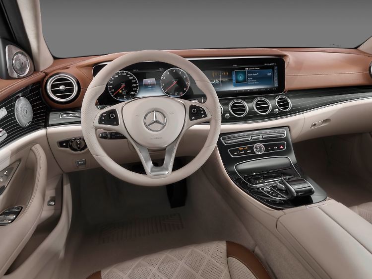 The interior of the Mercedes E-Class is, as usual, of high quality.